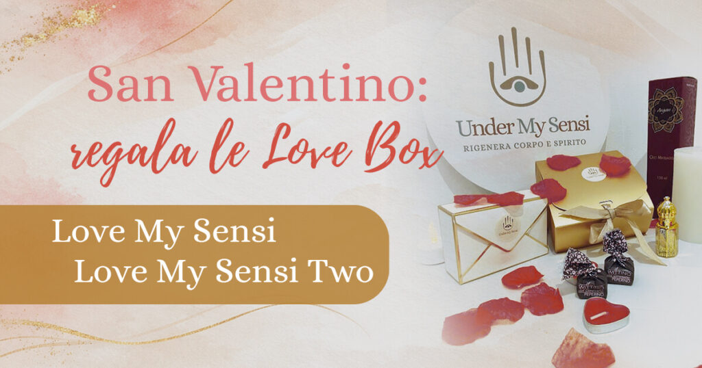 Cerchi un regalo di San Valentino a Carmagnola? Scopri le Box Love My Sensi di Under My Sensi: massaggi, benessere e piacere dei sensi.