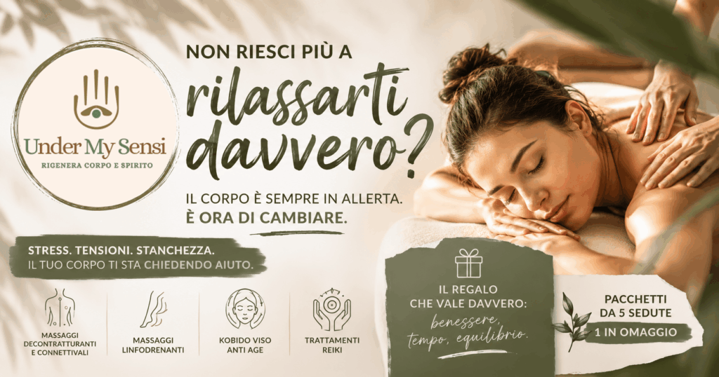 Donna durante un massaggio rilassante presso Under My Sensi a Carmagnola, centro benessere specializzato in massaggi decontratturanti, Kobido e Reiki.